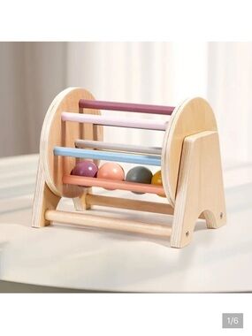 NWOT Montessori Wooden Rolling Ball drum toy - Pastel Colors